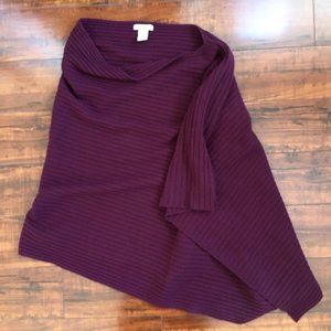 Cashmere Ribbed Poncho Sweater